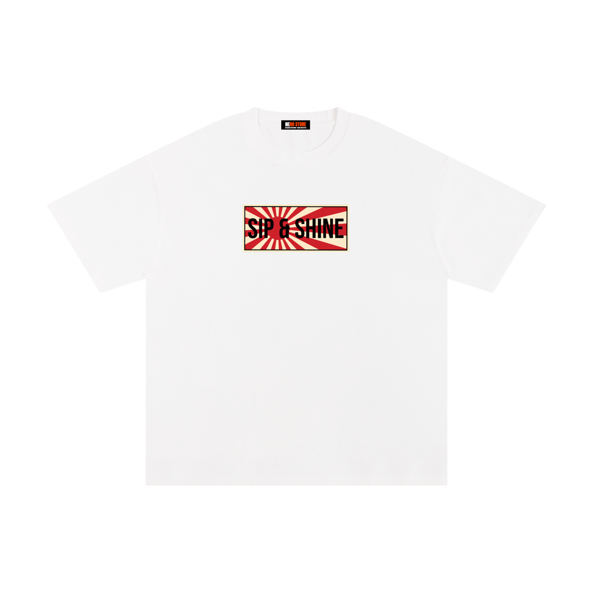 T-shirt Loose Fit “Sip & Shine” – White / Black